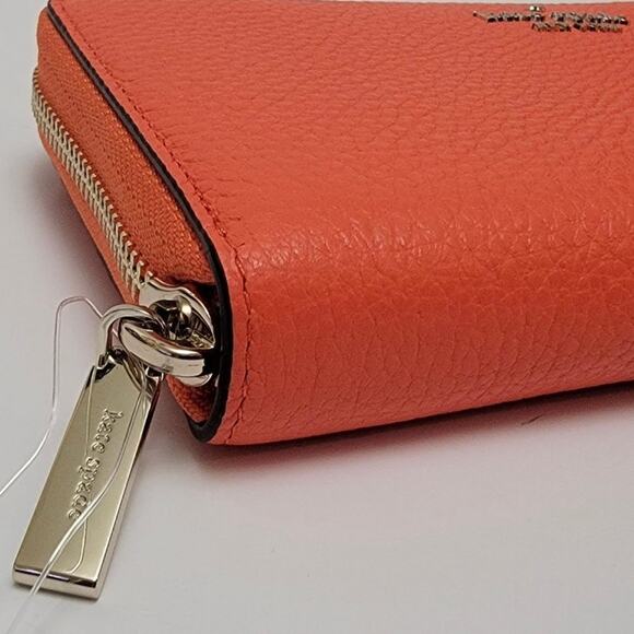 Kate Spade Leila Large Continental Wallet Zipper Closure Orange Pebbled Leather - Picture 4 of 10
